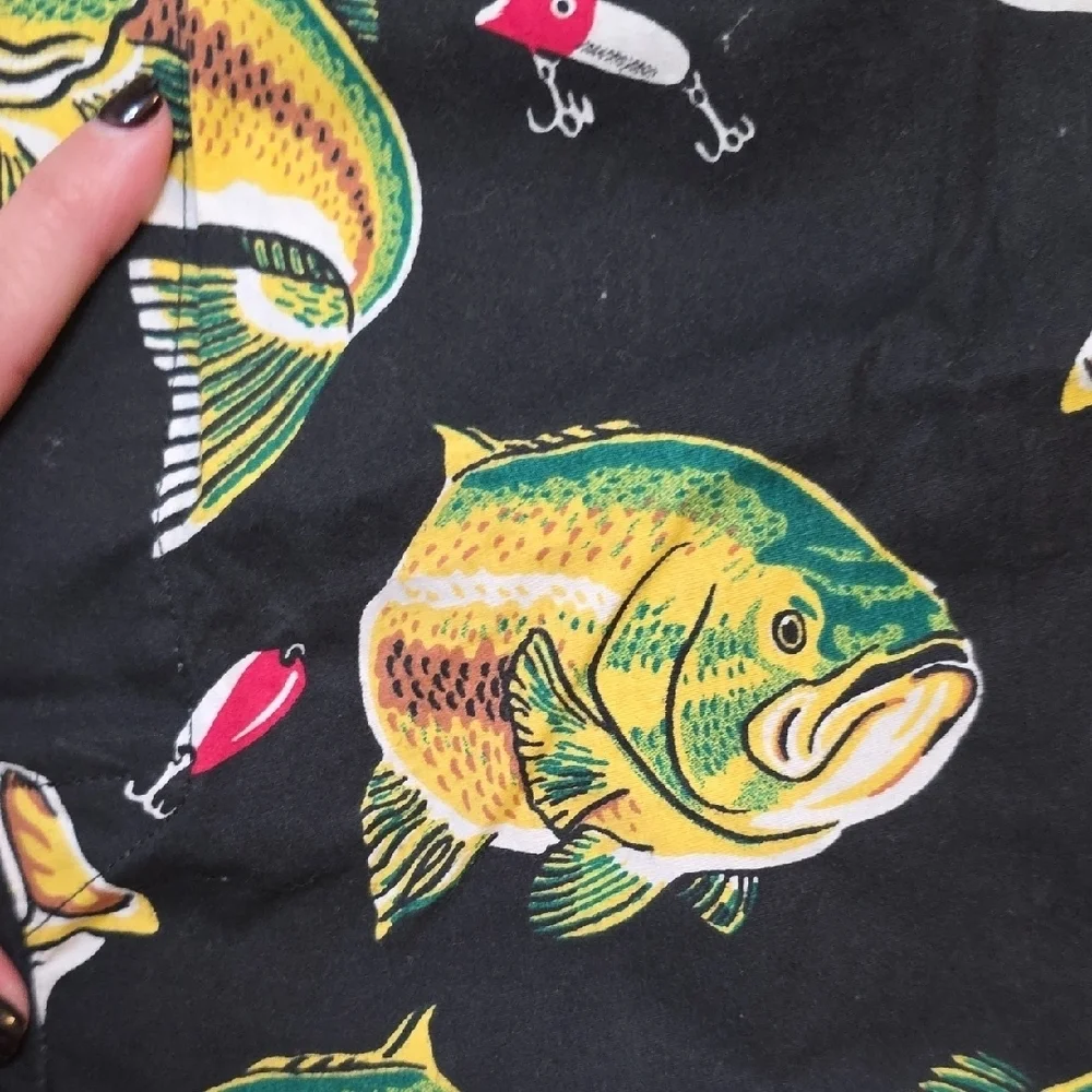Bass Fishing Print Black Boxers- Salamander Boxers Size LARGE NWOT